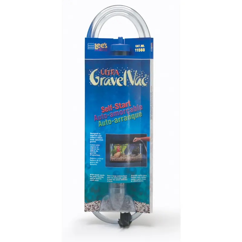 Lees Ultra GravelVac Self-Start Gravel Vacuum Cleaner with Nozzle & Clip 2in X 24in XL