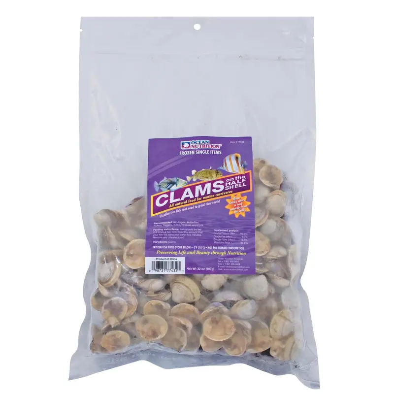 Ocean Nutrition Clams on the Half Shell Frozen Fish Food 32 oz SD-5 (DD)