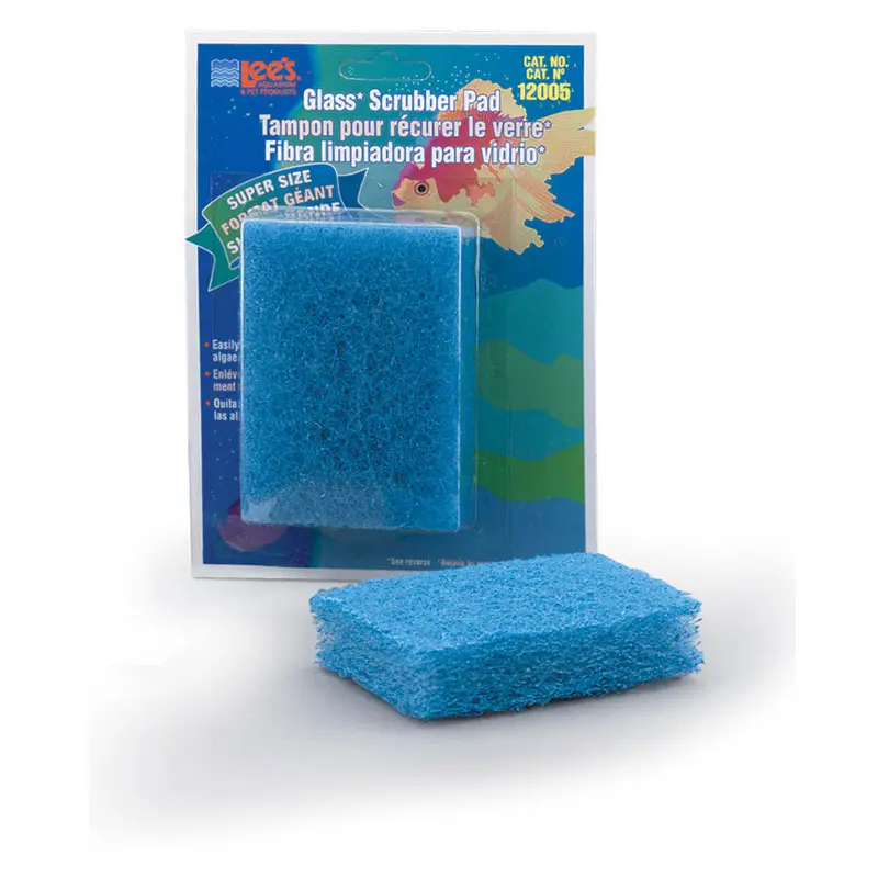 Lees Scrubber Pad for Glass Aquariums Blue 3 in x 4 in Super-Size