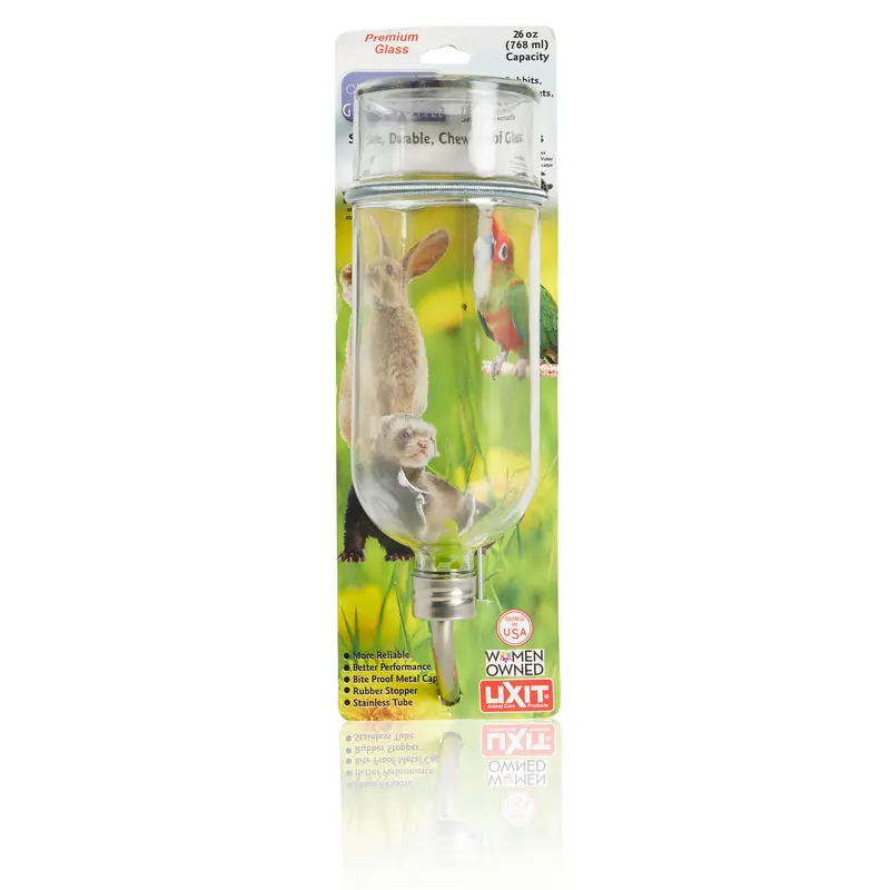 Lixit Chew Proof Glass Bottle for Small Animals Clear 6 Ounces