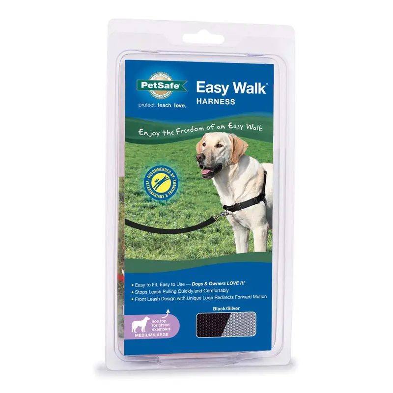 PetSafe Easy Walk Dog Harness Black/Silver MD/LG