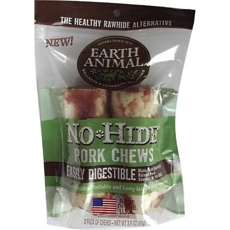 Earth Animal Dog No Hide Pork 4 Inches 2 Pack 