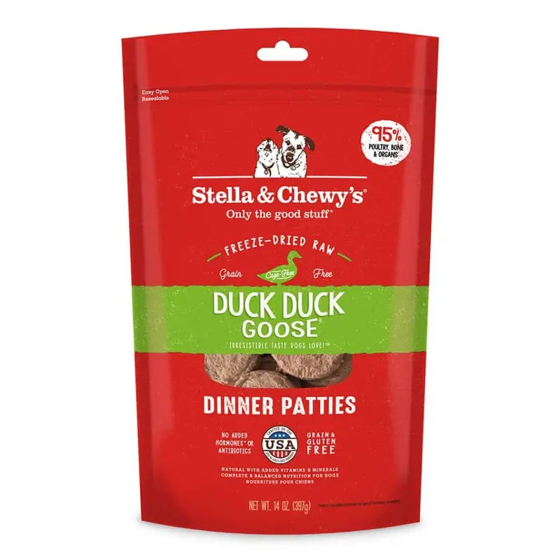 Stella & Chewy's Duck Duck Goose Freeze-Dried Raw Dinner Patties Dog Food 14oz