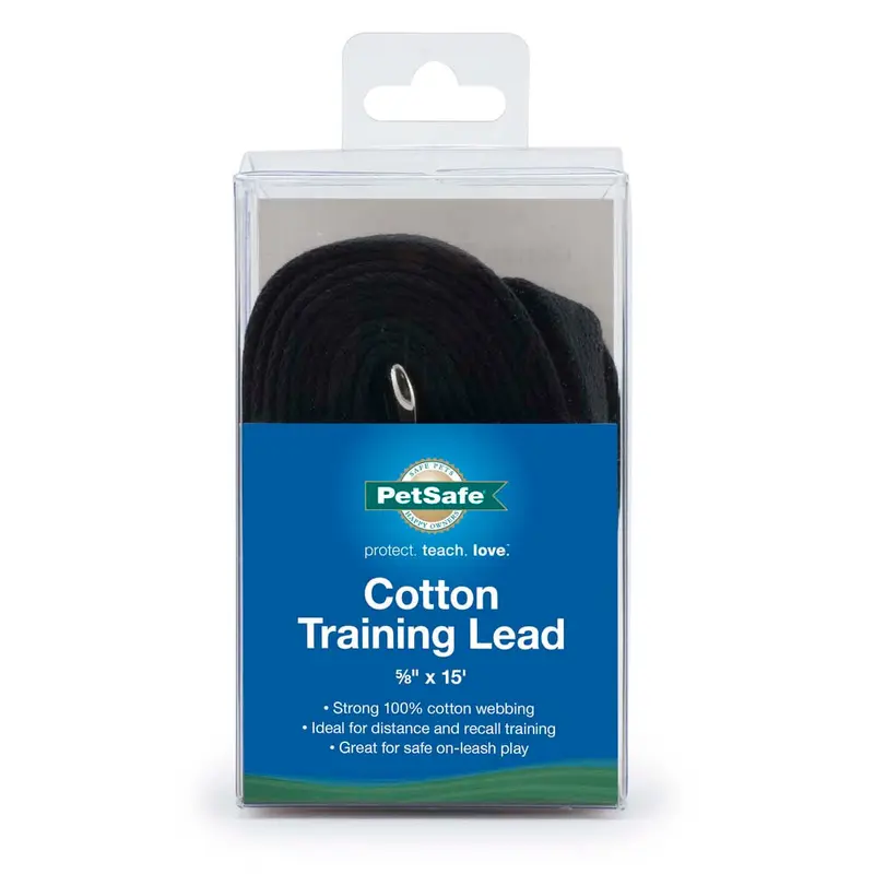 PetSafe Cotton Training Leash Black 5/8 in x 15 ft
