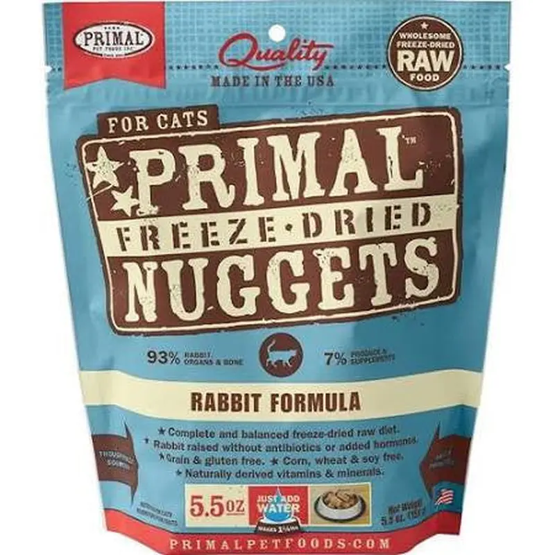 Primal Freeze Dried Nuggets Grain Free Rabbit Formula Cat Food-5.5-oz-