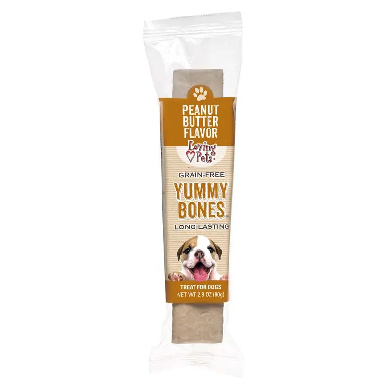 Loving Pets Yummy Bone Flavor Filled Dog Treat Peanut Butter 2.8oz