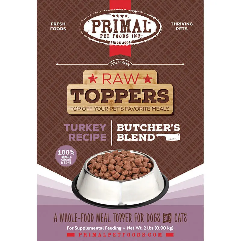 Primal Dog Cat Frozen Butcher's Blend Topper Turkey 2lb SD-5