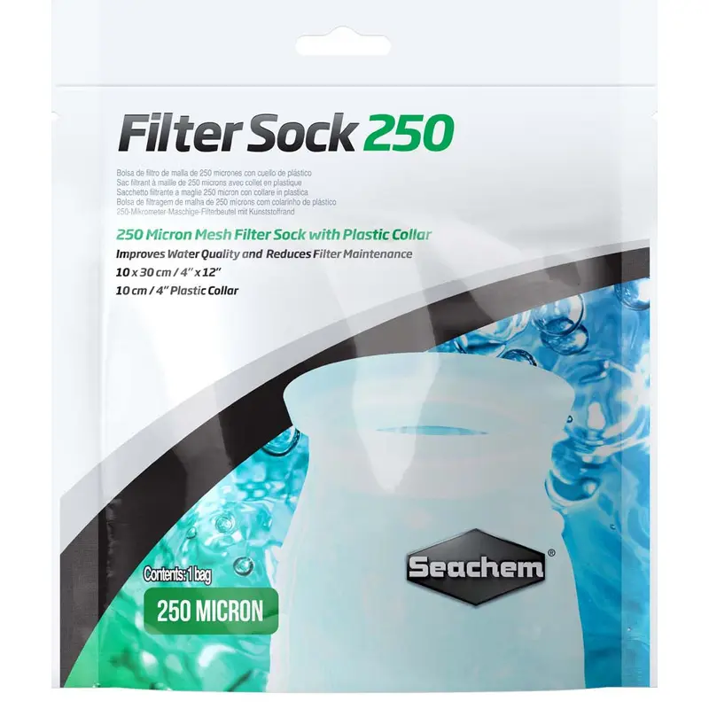 Seachem Mesh Filter Sock with Plastic Collar White 4in X 12in SM