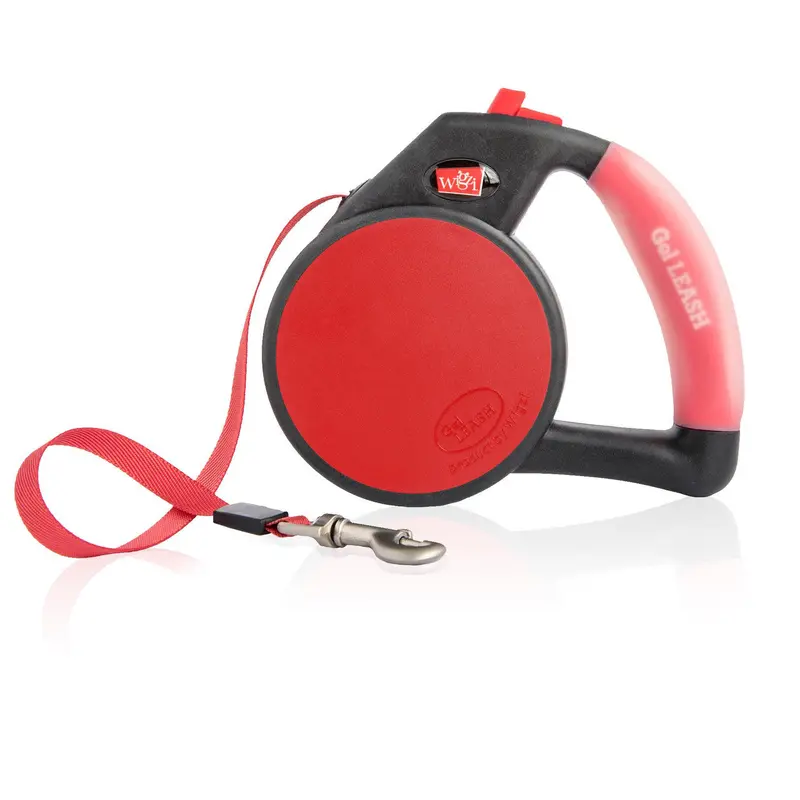 Wigzi Gel Handle Reflective Tape Retractable Leash Medium Red