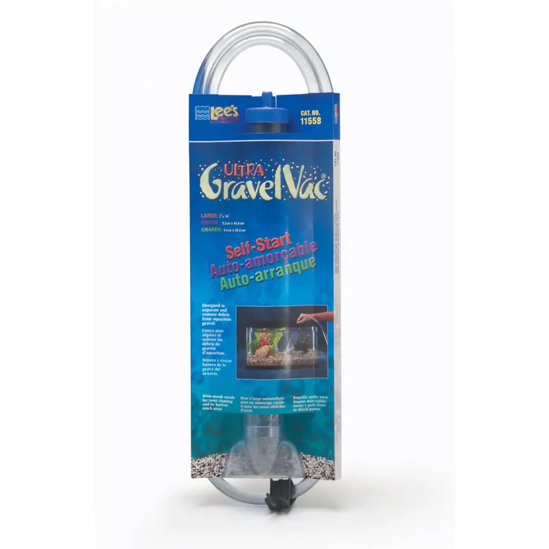 Lees Ultra GravelVac Self-Start Gravel Vacuum Cleaner with Nozzle & Clip 2in X 16in LG