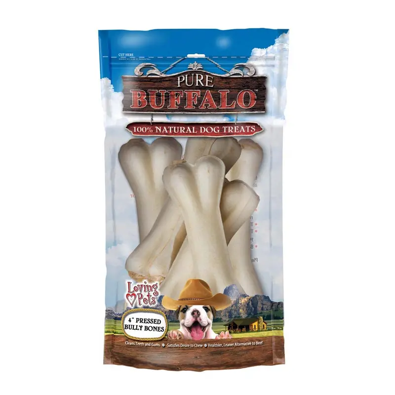Loving Pets Pure Buffalo Pressed Bully Bones Dog Treat 5pk 4in