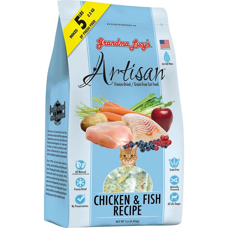 Grandma Lucy's Artisan Grain-free Chicken And Fish Freeze-dried Cat Food-1-lb-