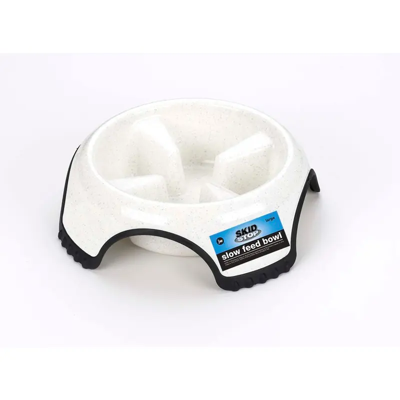 JW Pet Skid Stop Slow Feed Dog Bowl Assorted LG