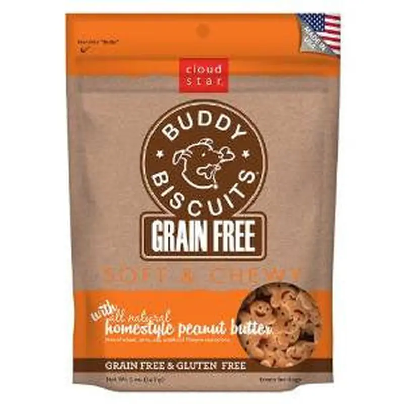 Cloud Star Grain Free Soft & Chewy Buddy Biscuits Homestyle Peanut Butter 5oz 
