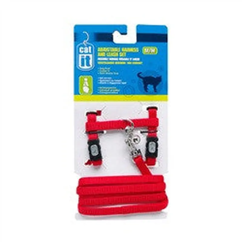 Hagen Catit Adjustable Harness And Leash Set Red Medium 55371