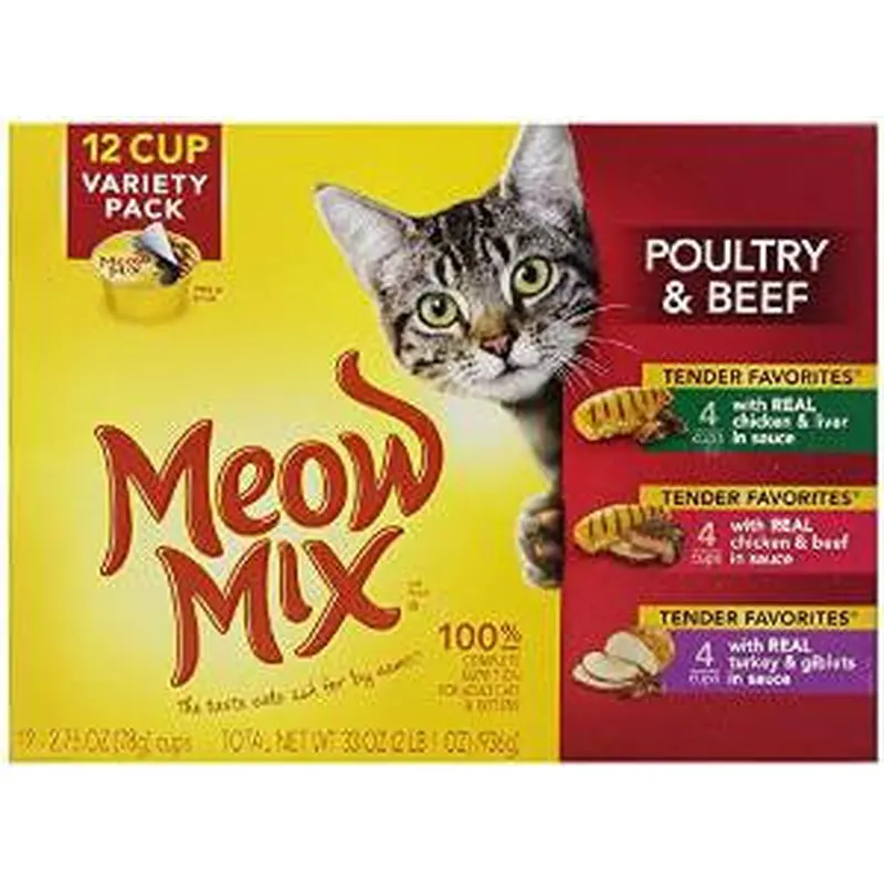 Meow Mix Tender Favorites Beef/Poultry Variety Pack 2-24/2.75 oz. 