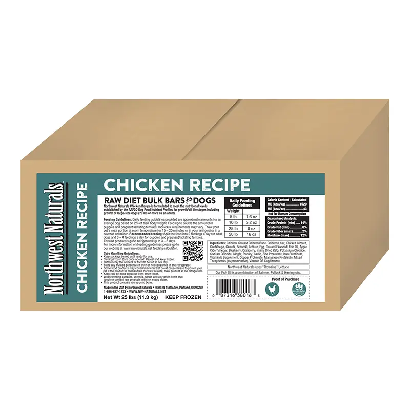 Northwest Naturals Dog Frozen Chicken Bar Bulk 25lb 