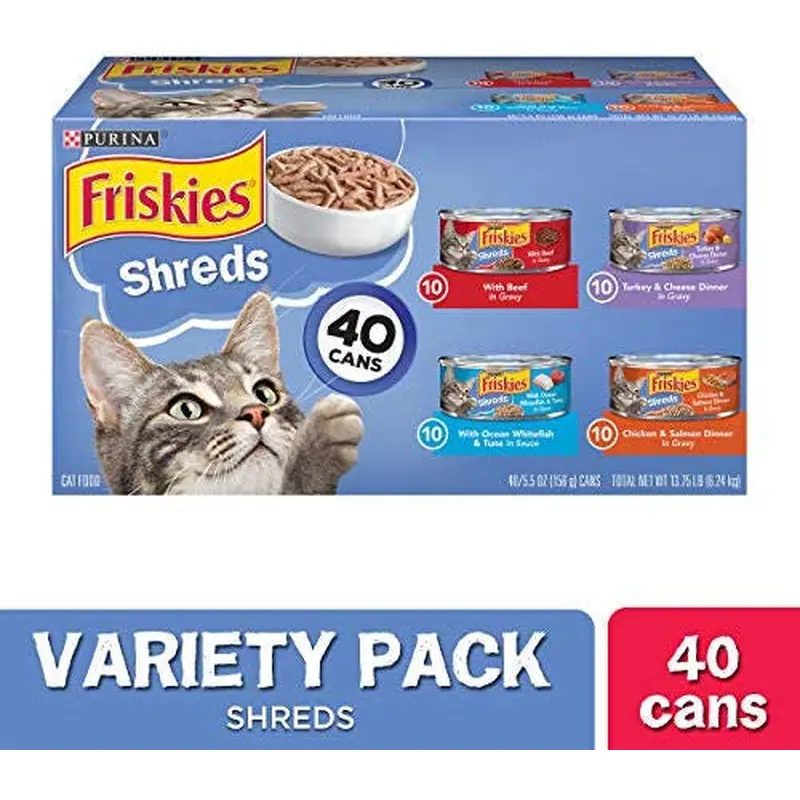 Purina Friskies Shreds in Gravy Adult Cat Variety Pack 40/5.5 oz 