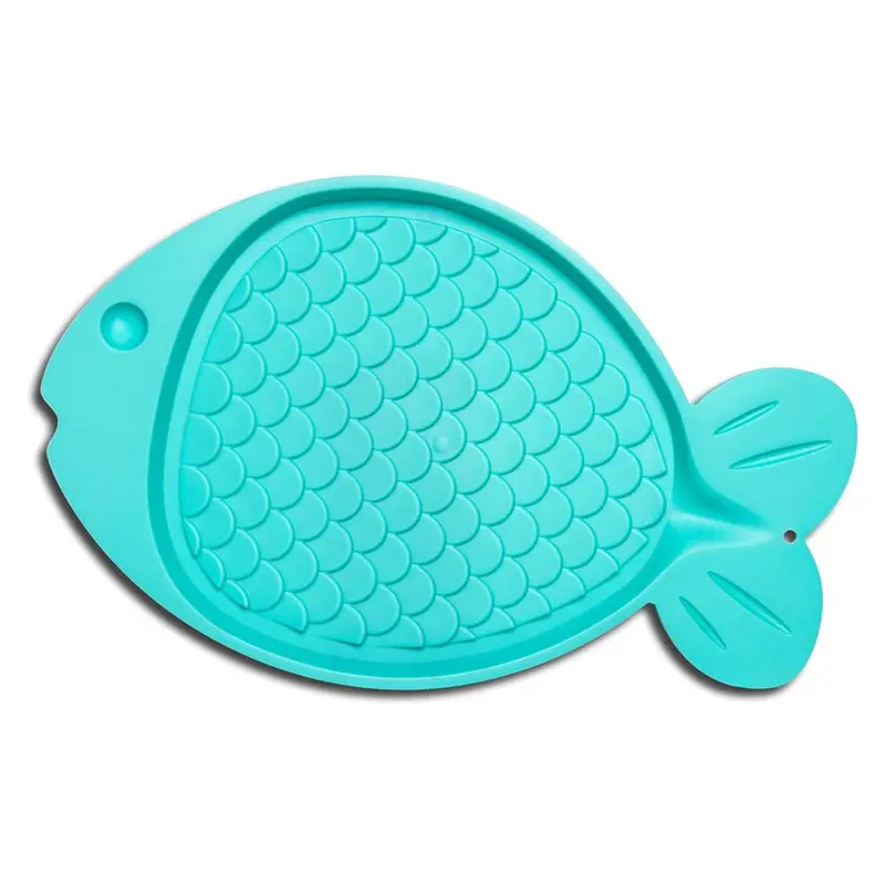 Loving Pets Spill-Proof Fish Shaped Cat Mat Aqua Green