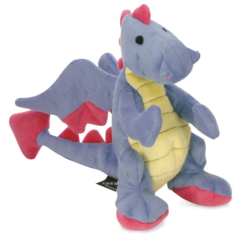 goDog Dragons with Chew Guard Technology Tough Plush Dog Toy Periwinkle LG