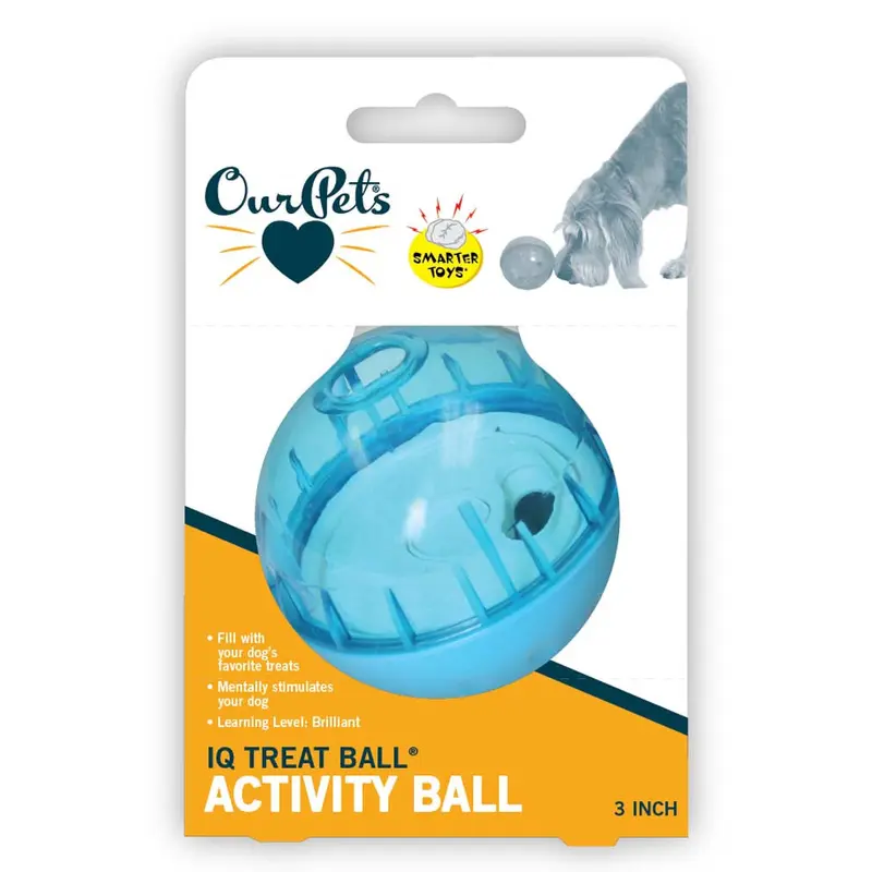 OurPets IQ Treat Ball Slow Feed Dog Toy Assorted MD 3in