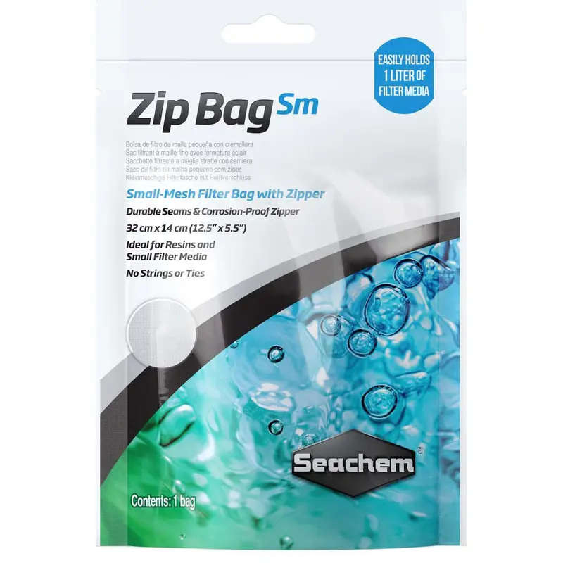 Seachem Mesh Filter Bag with Zipper SM mesh White 12.5in X 5.5in