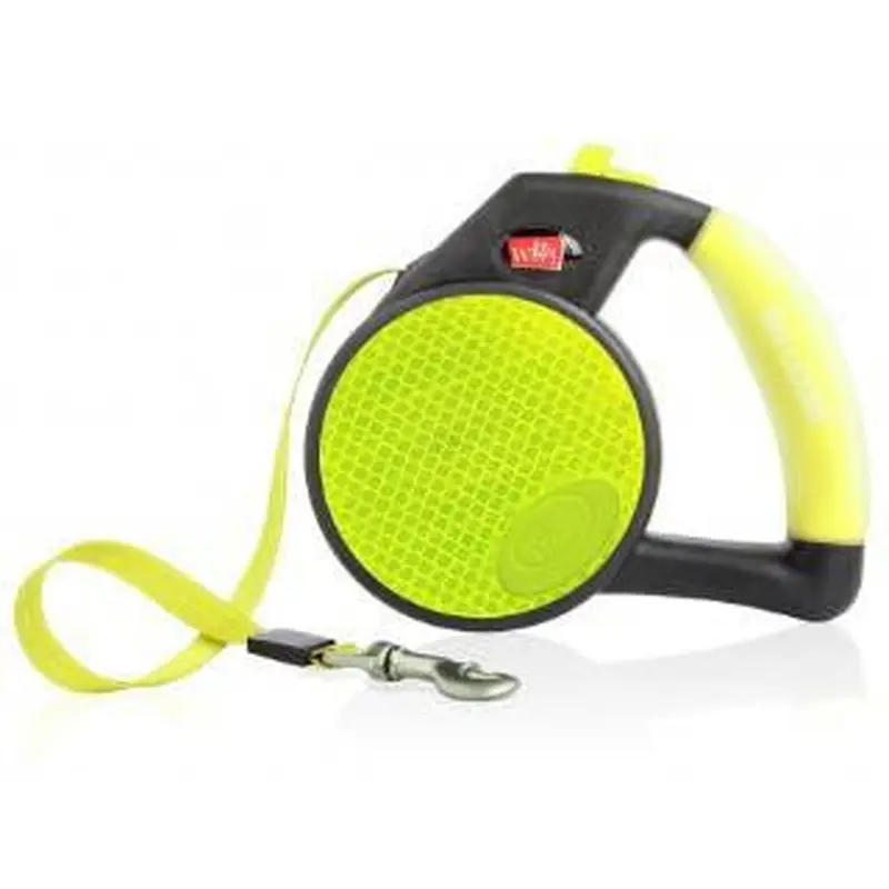 Wigzi Gel Handle Reflective Tape Retractable Leash Large Yellow 