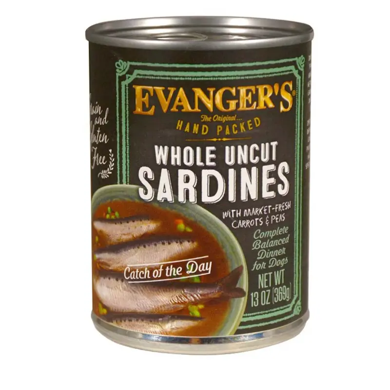 Evanger's Hand Packed Wet Dog Food Whole Uncut Sardines 12oz 12pk