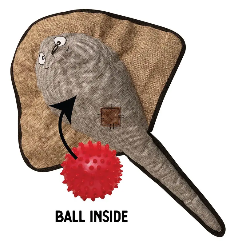 Snugarooz Sally the Stingray w/Rubber Spikey Ball Grey Dog Toy-21" 