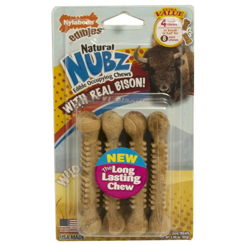 Nylabone Edible Natural Nubz Bison Small 4ct 
