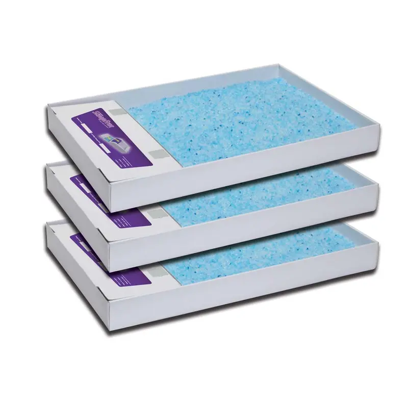 ScoopFree Premium Crystal Cat Litter Trays White, Blue 3 Pack