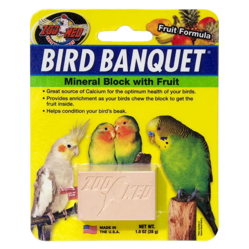 Zoo Med Bird Banquet Fruit Formula Mineral Block Pink 1oz SM (D)
