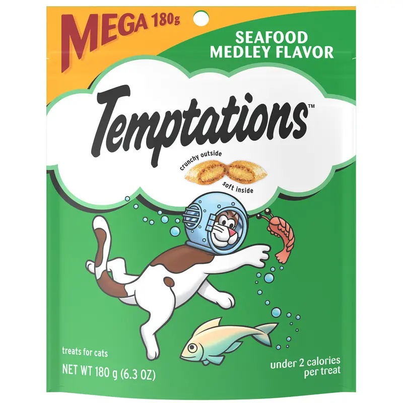 Temptations Classics Crunchy & Soft Adult Cat Treats Seafood Medley 6.3oz