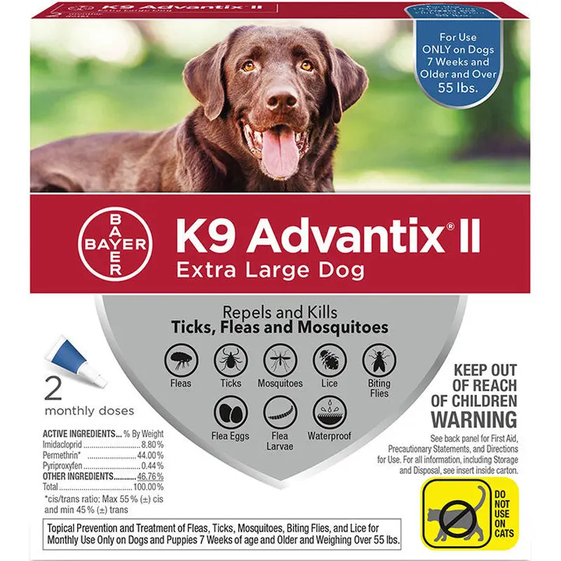 K9 Advantix Ii Dog Extra Large 55+lb Blue 2 Pack