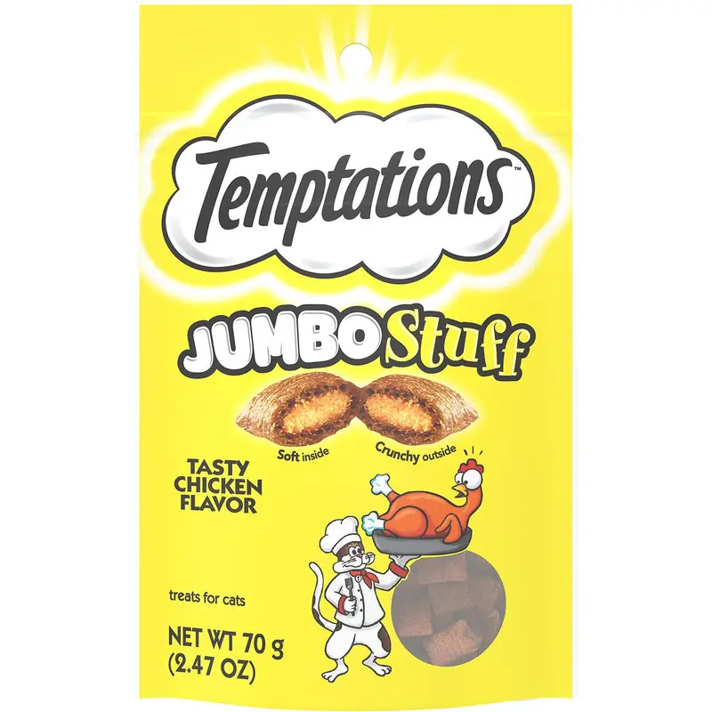 Whiska Temptations Jumbo Stuff Tasty Chicken Flavor Cat Treats 12/2.47oz 
