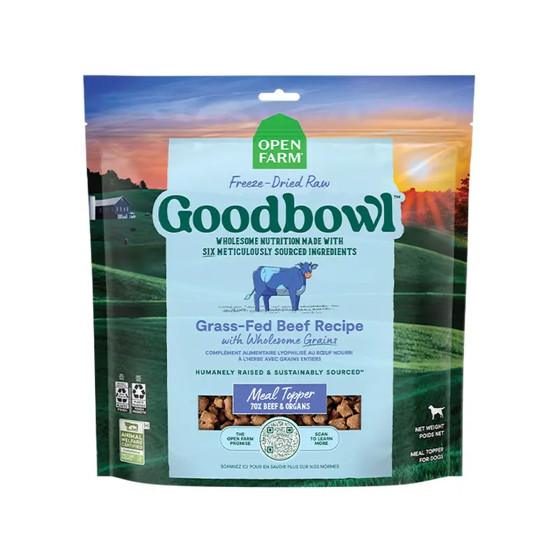 Open Farm Goodbowl Grass-Fed Beef Recipe Freeze Dried Raw Topper for Dogs 8oz