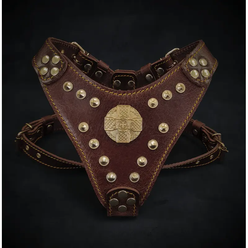 The ''Maximus'' harness Brown & Gold Small to Medium Size