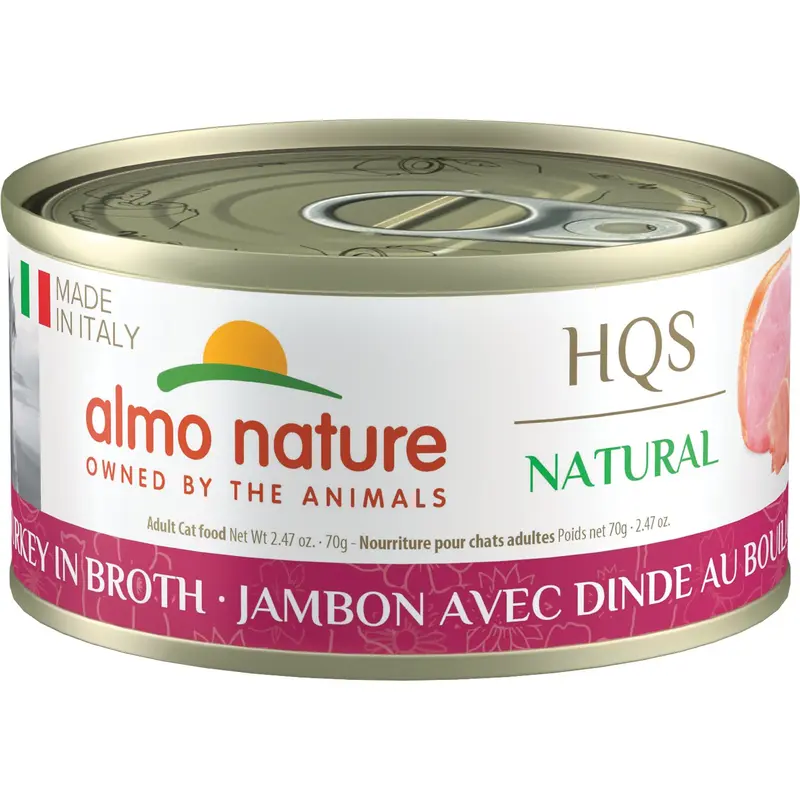 Almo Nature HQS Made in Italy Ham and Turkey In Broth Canned Cat Food