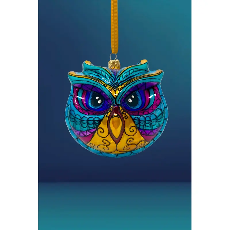 Jewel Owl Polish Glass Ornament