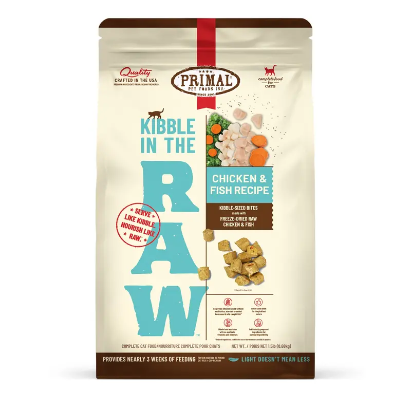 Primal Cat Kibble in the Raw Chicken & Fish