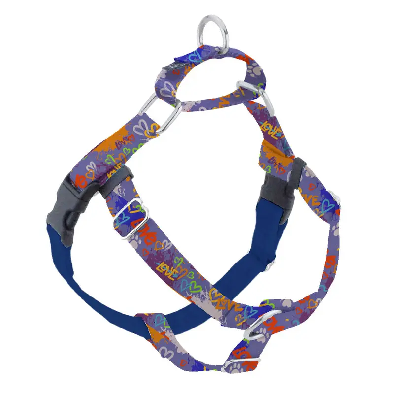 2 Hounds Design Freedom No-Pull Dog Harness - Medium 1" x 28-28" - Graffiti Blue