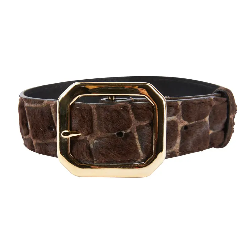 Brown Snake Print Hair On Hide Italian Leather With Modern Style Italian Hardware