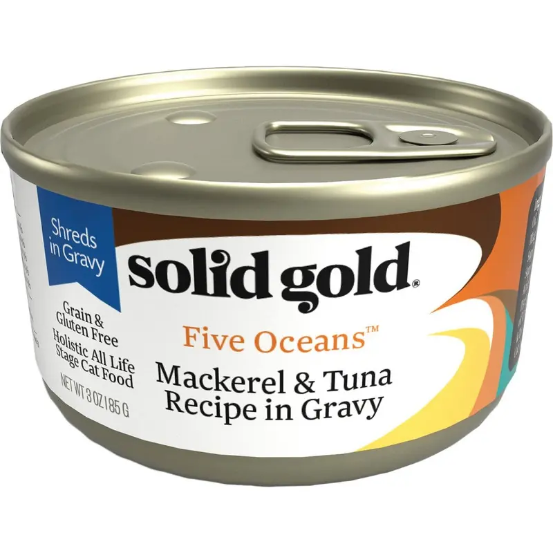 Solid Gold Five Oceans Grain Free Mackerel & Tuna in Gravy Recipe Canned Cat Food