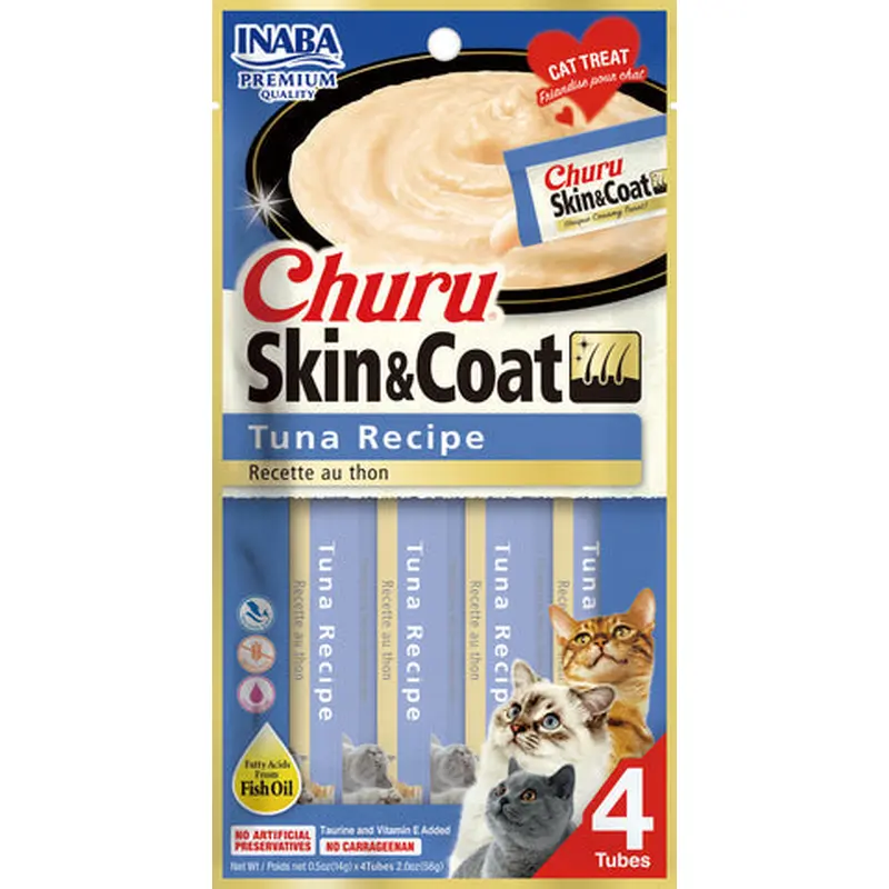 Inaba Churu 4pk Skin and Coat Tuna Puree