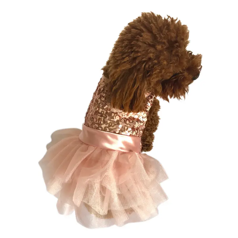Marilyn Dog Tutu Dress, Rose Gold Sequins