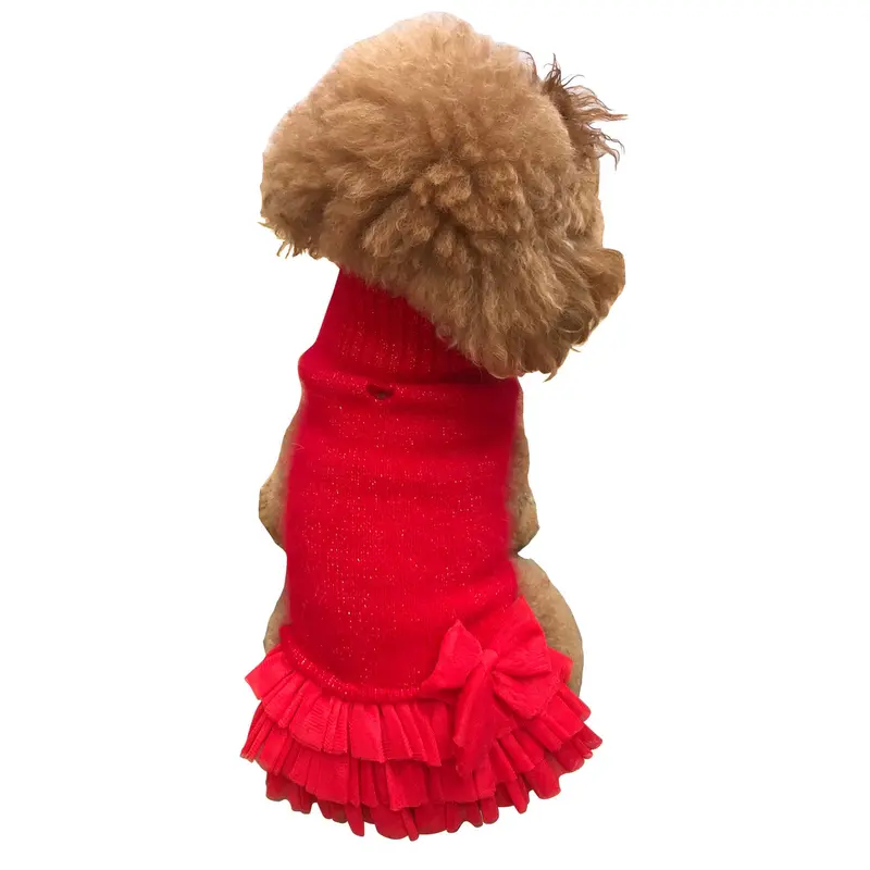 Frilly Tutu Sweater Dress, Red