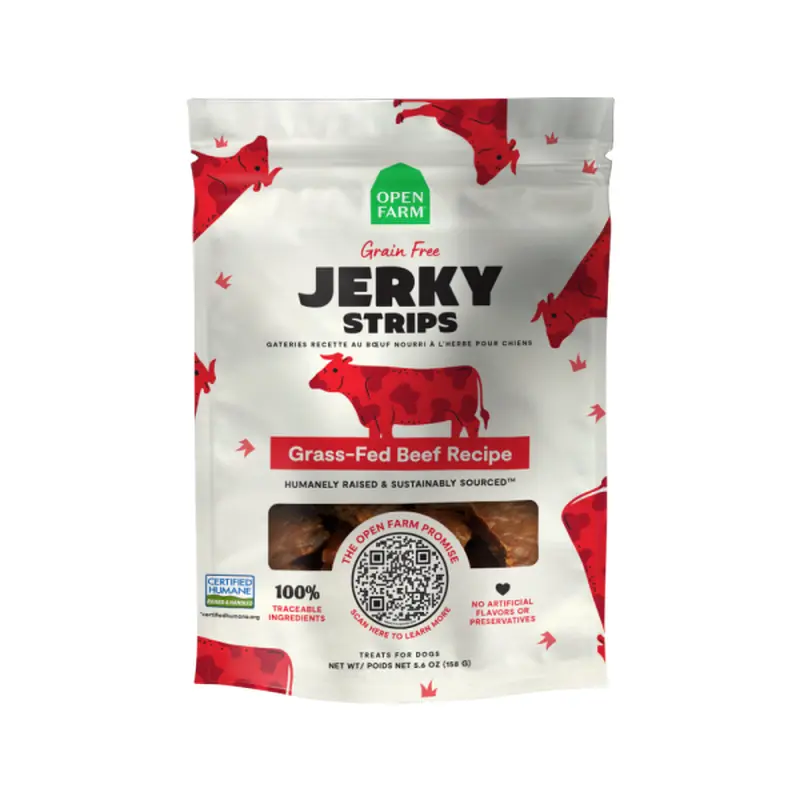 Open Farm Dog Treats Grain Free Jerky Strips Beef 5.6 oz