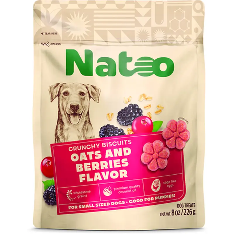 NATOO CRUNCHY BISCUITS OATS AND BERRIES FLAVOR FOR SMALL SIZED DOGS 8oz