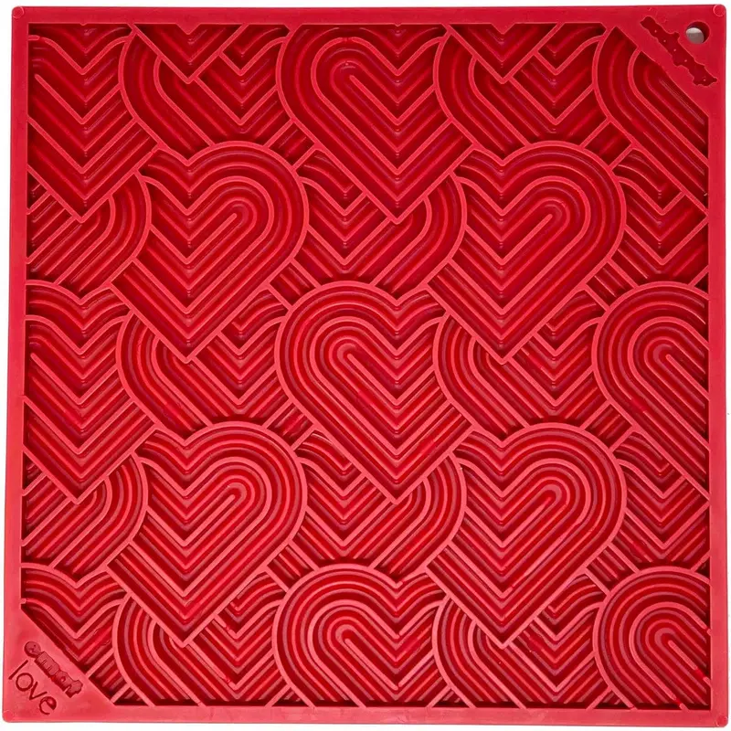 SodaPup eMat Love Hearts Lick Mat Red Large