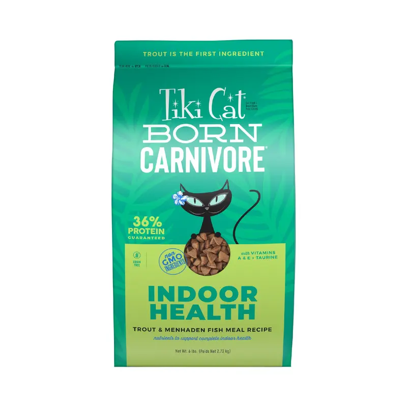 Tiki Cat Born Carnivore Indoor Health Dry Cat Food Trout & Menhaden Fish Meal 6lb